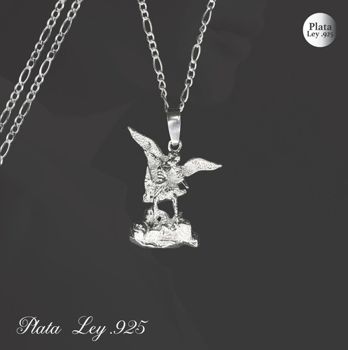 Set De 2 Dijes De Plata Arcángel San Miguel Con 2 Cadenas De Plata Calibre 50 Con 55 Cm De Largo Ideal Para Regalo Boda Bautizo Primera Comunión Xv Años