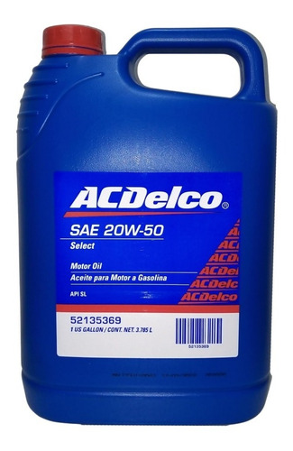 Aceite Para Motor A Gasolina Acdelco 20w-50 - Galón