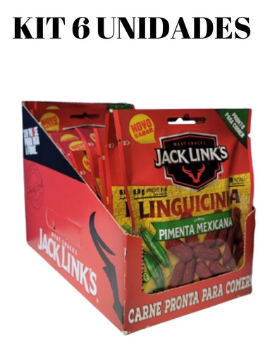 Kit 6 Linguicinha Jack Links Meat Snacks Pimenta Mexicana