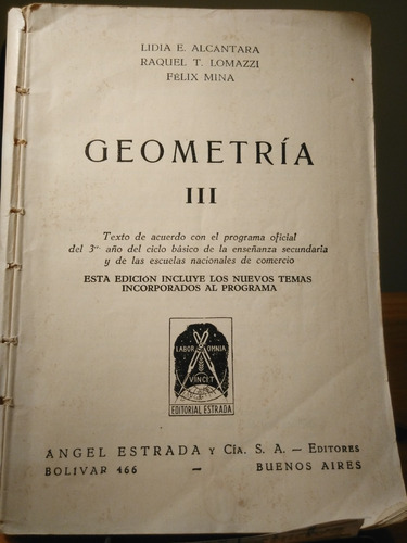 Geometría Iii -  Alcántara, Lomazzi Y Mina     -tt   