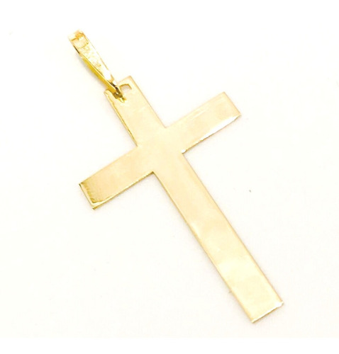 Pingente Cruz Crucifixo Em Ouro 18k Lisa 32,50mmx19,50mm