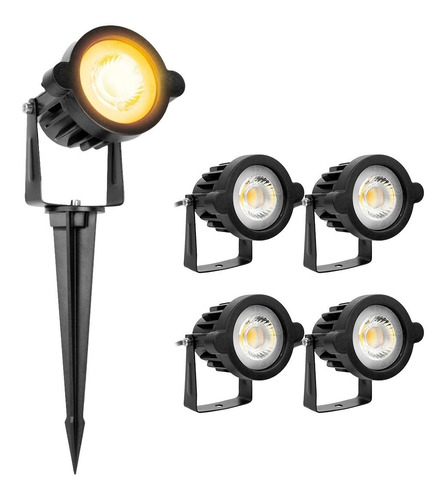 Kit 5 Espeto Led Cob De Jardim 7w Lâmpada Branco Quente 