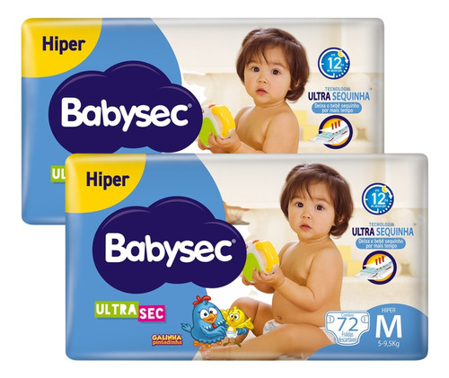 Babysec Ultrasec kit fralda m com 2 pacotes 72 unidades babysec sem gênero