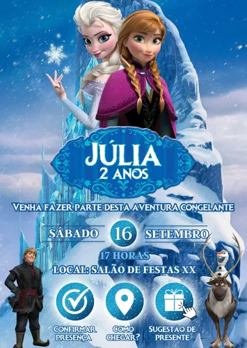 Convite Animado Frozen  Parcelamento sem juros