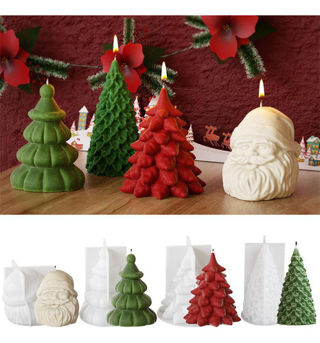 Vela 3d De Papá Noel Con Molde De Silicona Para Árbol De Nav