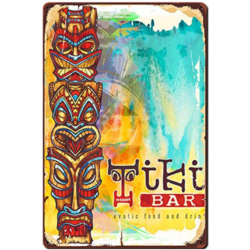 Original Retro Design Tiki Bar Tin Metal Signs Wall Art...