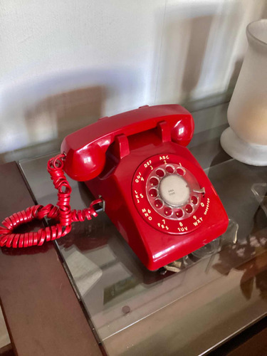 Hermoso Teléfono Antiguo Rojo Funcionando