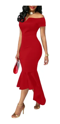 Vestido cola de sirena rojo new arrivals