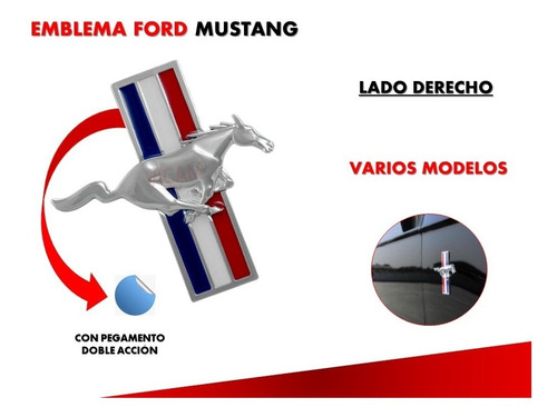 Emblema Lateral Derecho Para Pegar Mustang Varios Modelos