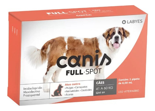 Antipulgas E Vermifugo Canis Fullspot Cães 41 A 60kg 6,00ml