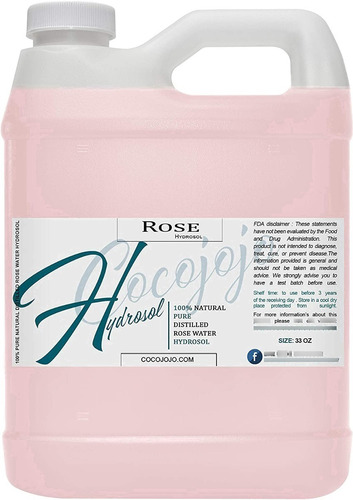 Agua Rosas Puro Natural Rose Water Hydrosol 975ml Cocojojo