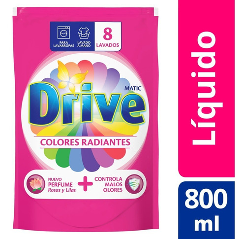 Jabon Liquido Drive Matic Colores Radiantes Doypack X 800 Ml