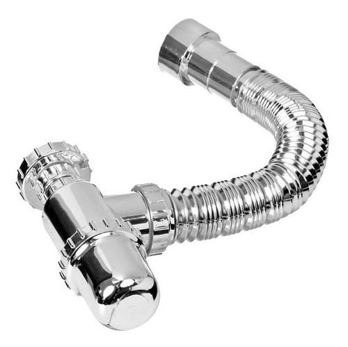 Sifão Copo Sanfonado Extensivo Universal Pias Tanques Cromad Cor Prateado