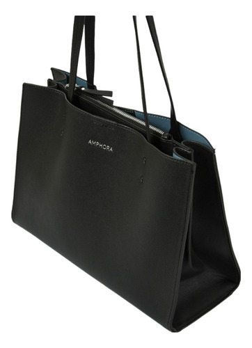 Cartera Shopper Femenina Amphora Sanuna Color negro Asas negras