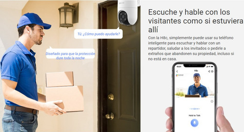 Imagen 5 de 10 de Camara Seguridad Wifi Ezviz H8c 2mp Color Sirena Audio 360