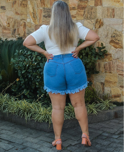 Imagem 5 de 5 de Kit 2 Shorts Feminino Jeans Com Lycra Roupa Plus Size