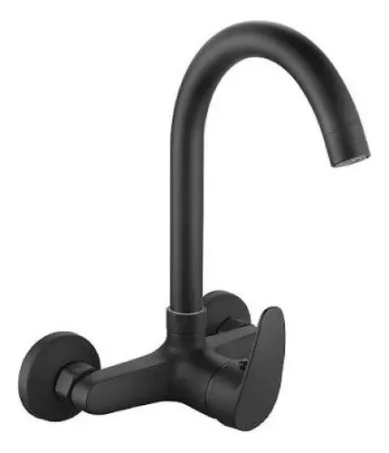 Monocomando De Cocina Pared Pico Alto Negro Mate 20cm Wico