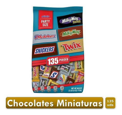 Imagen 1 de 2 de Chocolates Mars Minis Americanos Party Size Bolsa X 135 Uds 