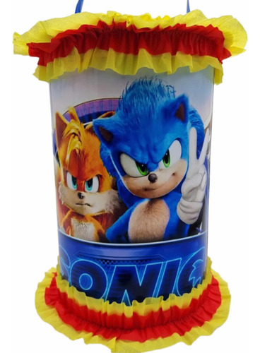 Piñata De Sonic Cilindro 35 Cm