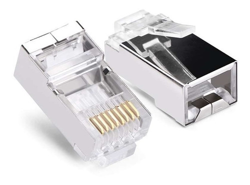 Ficha Conector Rj-45 Blindada Cat-5e Frasco X100 Doble Cont