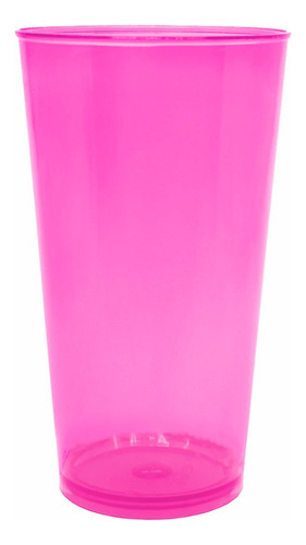 Kit 50 Copos Festa Caldereta 390ml Acrílico Cor Rosa Neon