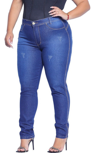 Kit 3 Calças Jeans Plus Size Cintura Alta Lycra