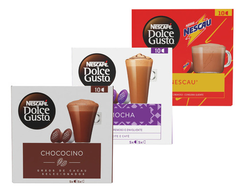 Kit 3 Caixas Nescafé Dolce Gusto - Chococino, Mocha E Nescau