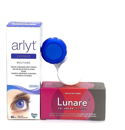 Imagen 2 de 7 de Lunare Lentes Contacto Color Trikolor Liquido 60ml Estuche