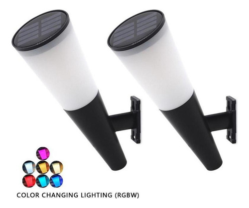 2pcs Luz De Pared De Carga Solar Ip65 Decoración De Jardín