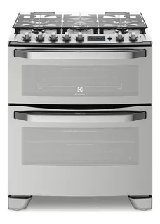 Estufa Electrolux 76DXR a gas/eléctrica 5 quemadores acero inoxidable 127V/220V puerta con visor 125.1L con horno doble