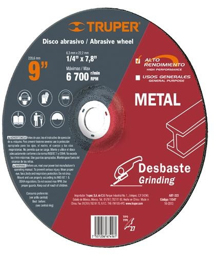 Disco T.27 Desb. Metal 9' Profesional Truper 11547