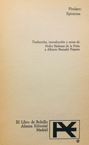 Epinicios De Píndaro (Usado)