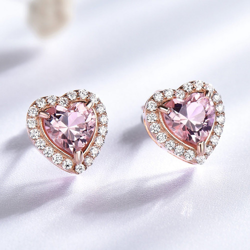 Aretes Pendientes De Plata 925 Con Gema De Morganita Mh1