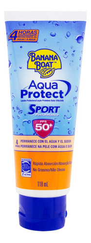 Protetor Solar Loção Aqua Protect FPS 50+ Banana Boat Sport Performance Bisnaga 118ml