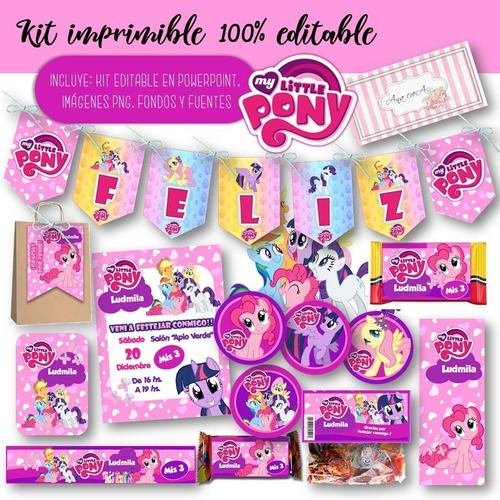 Kit Imprimible My Little Pony 100% Editable Mod.1 Candy Bar