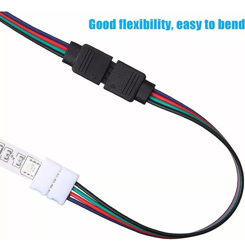 20 Pzs Conector Broche Con Cable 4 Pines Macho Tiras Led Rgb