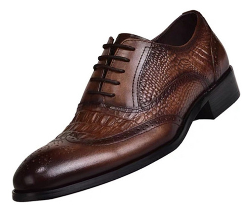 Oxford Zapatos Hombre Piel Estampado Cocodrilo