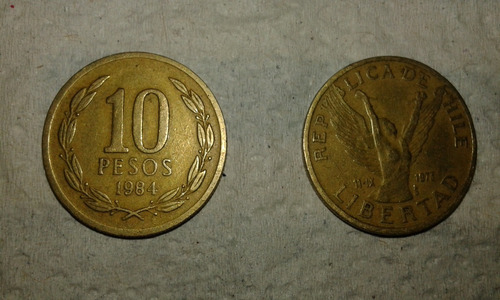 Moneda Chilena 10 Pesos Libertad 1984