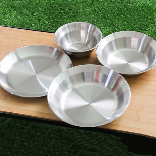 - Set De Platos Y Tazones De Acero Inoxidable, Juego De