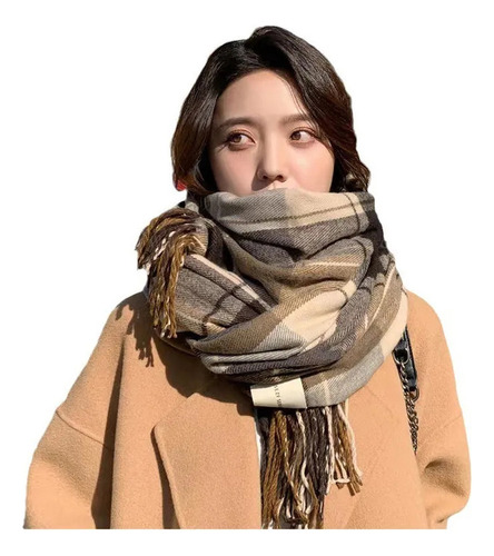 Cachecol Inverno Unissex Xadrez Coreano/grosso E Versátil