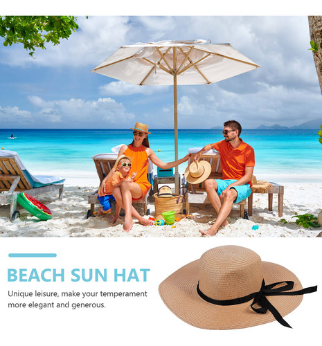 Sombrero Plegable Con Lazo De Paja Para Mujer, 1 Unidad, Som