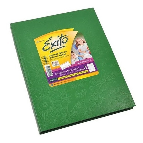 Cuaderno Exito Numero 3 X 100 Rayado Tapa Dura Verde Oscuro