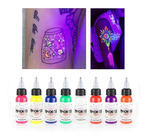 Tintas Para Tatuar Uv Brilla Noche Luz Fluorescente 1/2 Onza