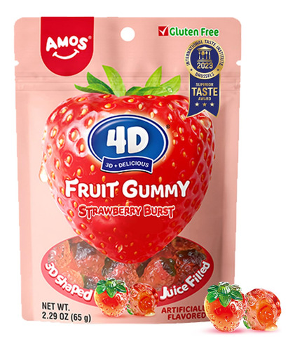 Amos 4d Gummy Candy Strawberry Burst, Rellenos De Cesta De D