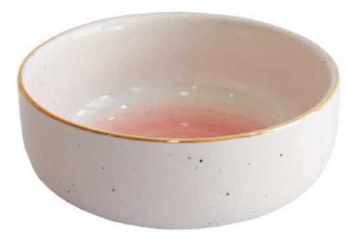 Bowl Em Porcelana Marmorizado Borda Dourada Floreira Rosa
