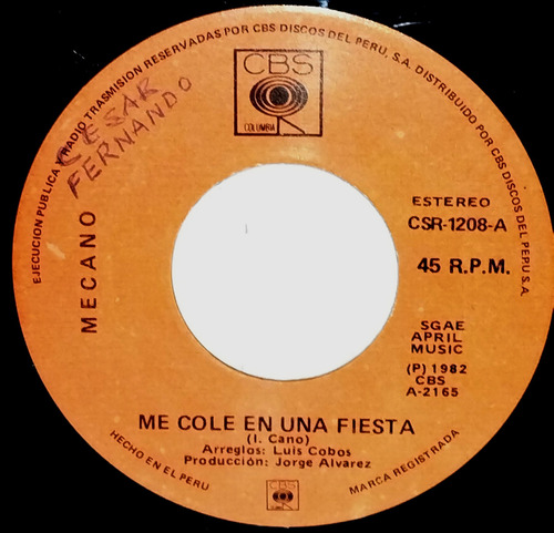 Single 45 Mecano - Me Cole En Una Fiesta + Boda En Londres