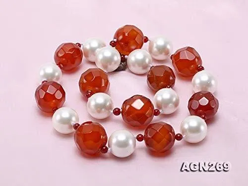 Collar De Ágata Roja Y Concha Marina Jyxjewelry