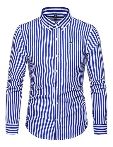 Blusa Casual De Rayas Bordada Para Hombre, Talla M, Vestido