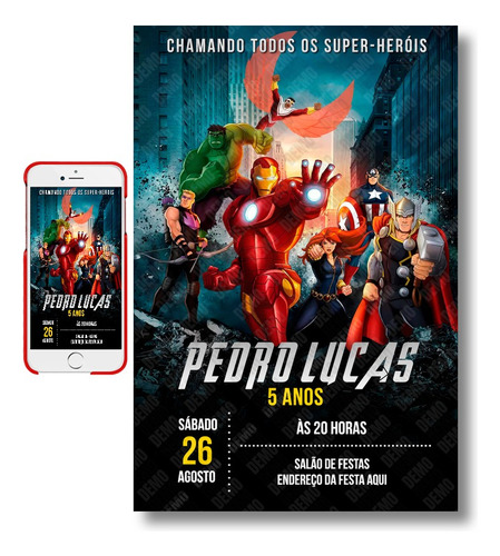 Convite Digital Aniversário Super Herói