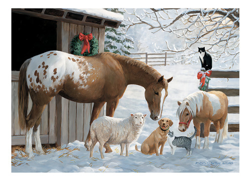 Rompecabezas Familiar Caballos Y Gatos En Invierno 350 Pz Cobble Hill Family Puzzle